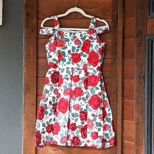 Chasing Fireflies Girls Brocade Rose Floral Cold Shoulder Formal Dress